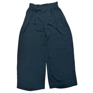 Zara Basic Womens XS Classic Black Wide Leg Crop Pants Trousers Career Dressy